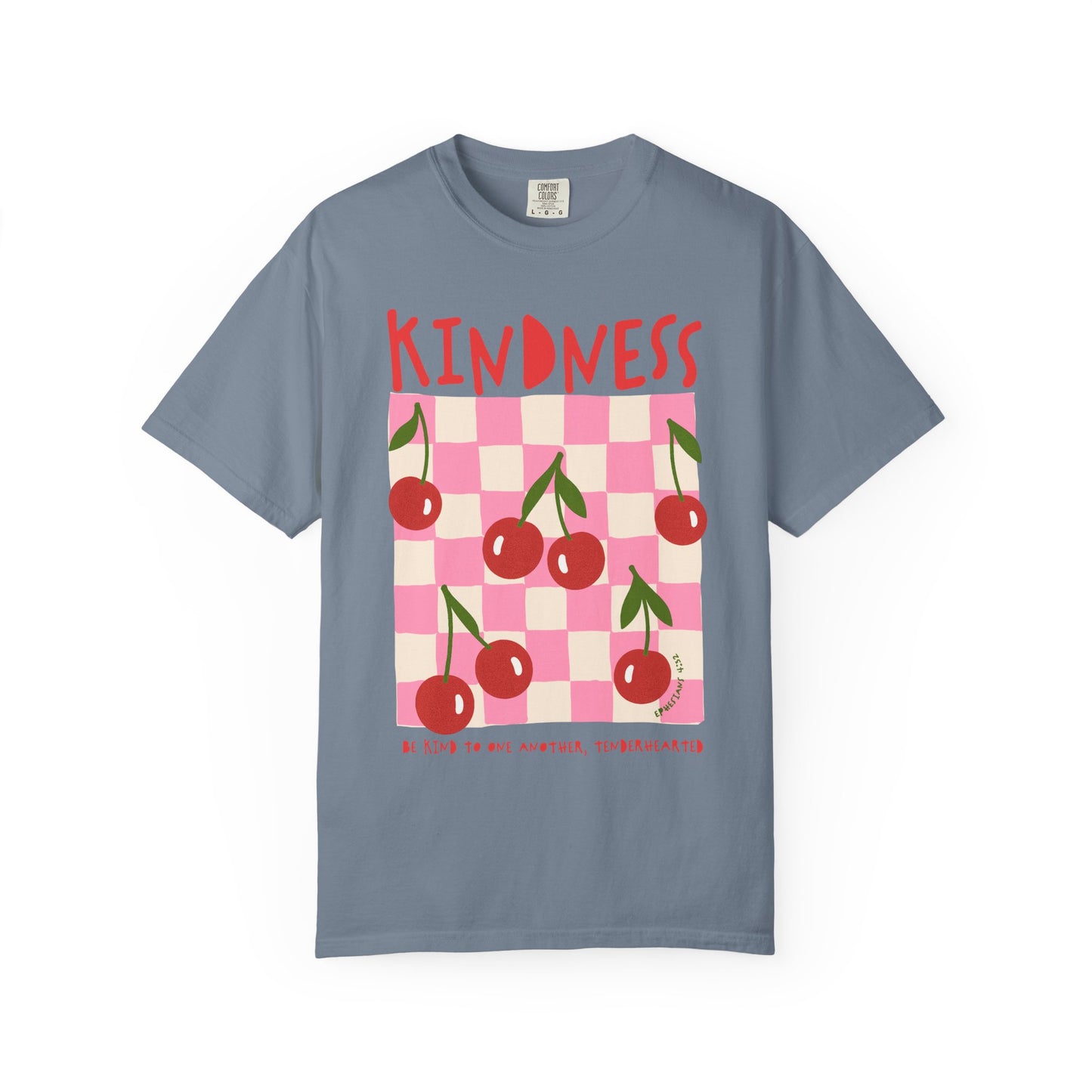 Kindness Christian Scripture T-Shirt | Ephesians 4:32 Cherry Faith Graphic Tee | Comfort Colors Garment-Dyed Shirt