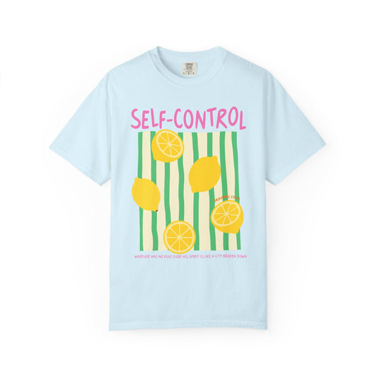 Self-Control Christian Scripture T-Shirt | Proverbs 25:28 Lemon Faith Graphic Tee | Comfort Colors Garment-Dyed Shirt