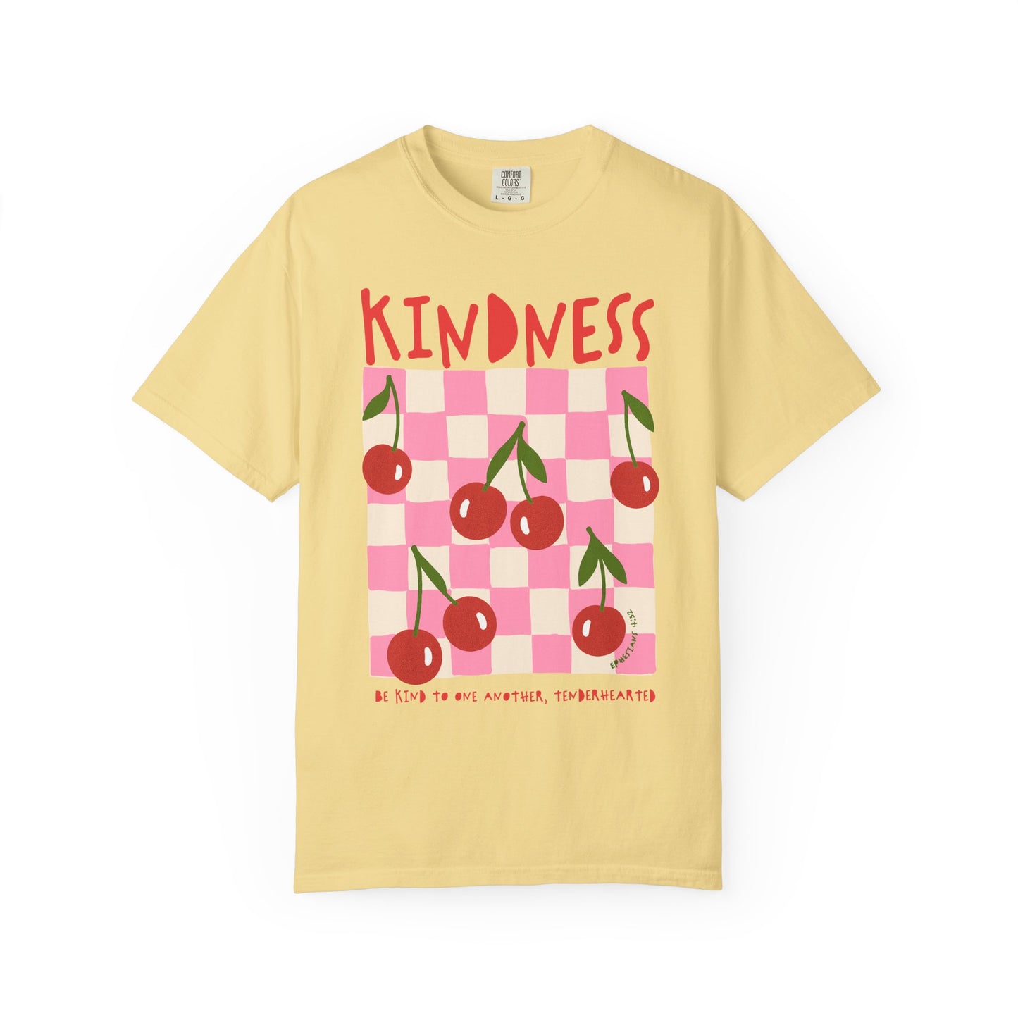 Kindness Christian Scripture T-Shirt | Ephesians 4:32 Cherry Faith Graphic Tee | Comfort Colors Garment-Dyed Shirt
