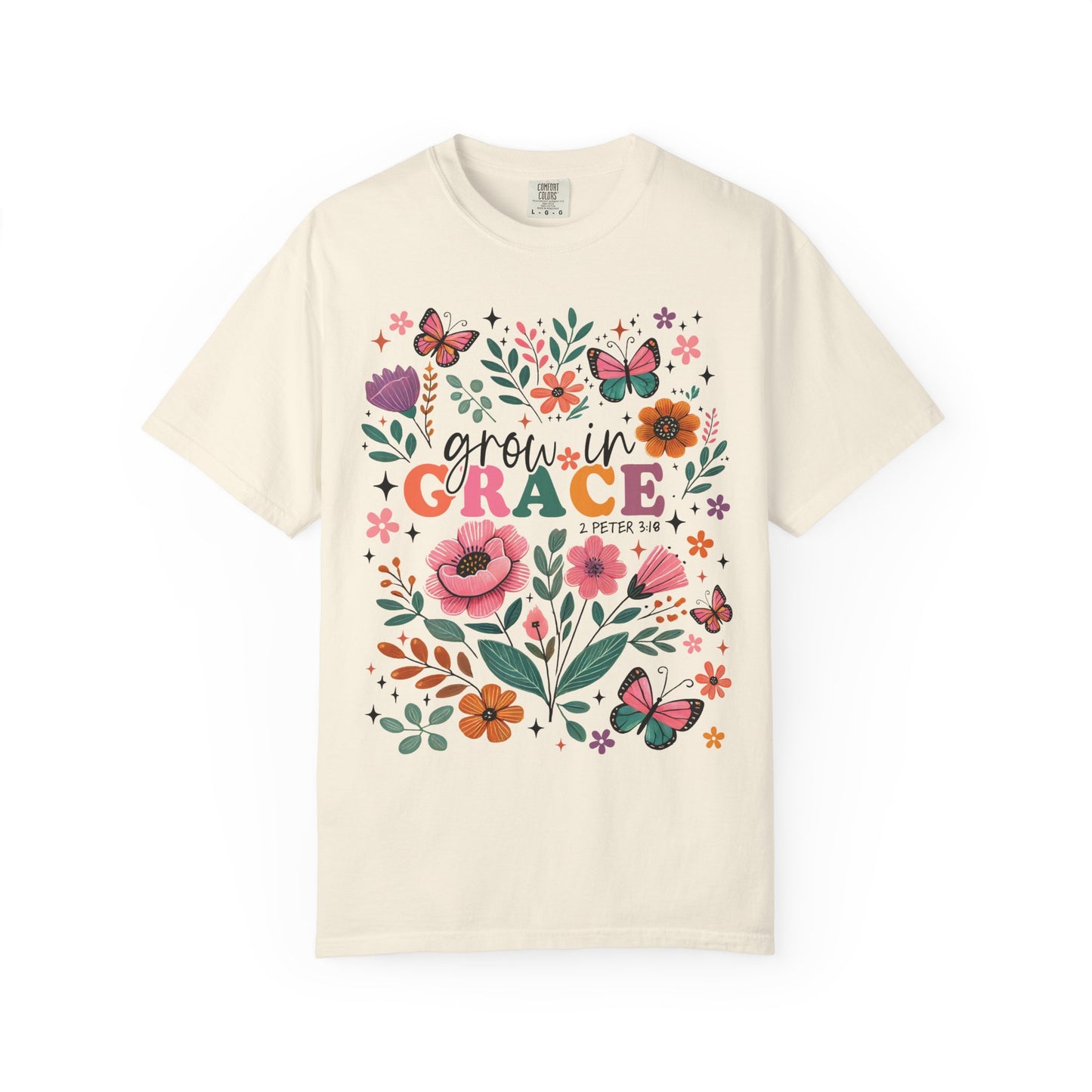 Grow in Grace Floral Christian T-Shirt