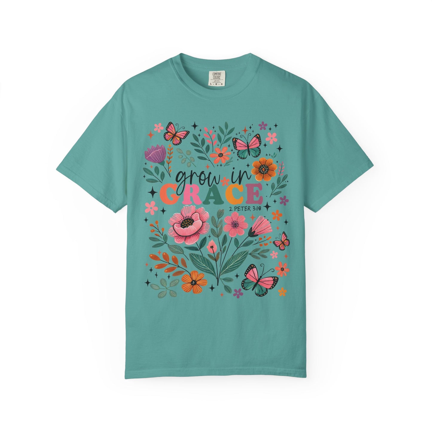 Grow in Grace Floral Christian T-Shirt