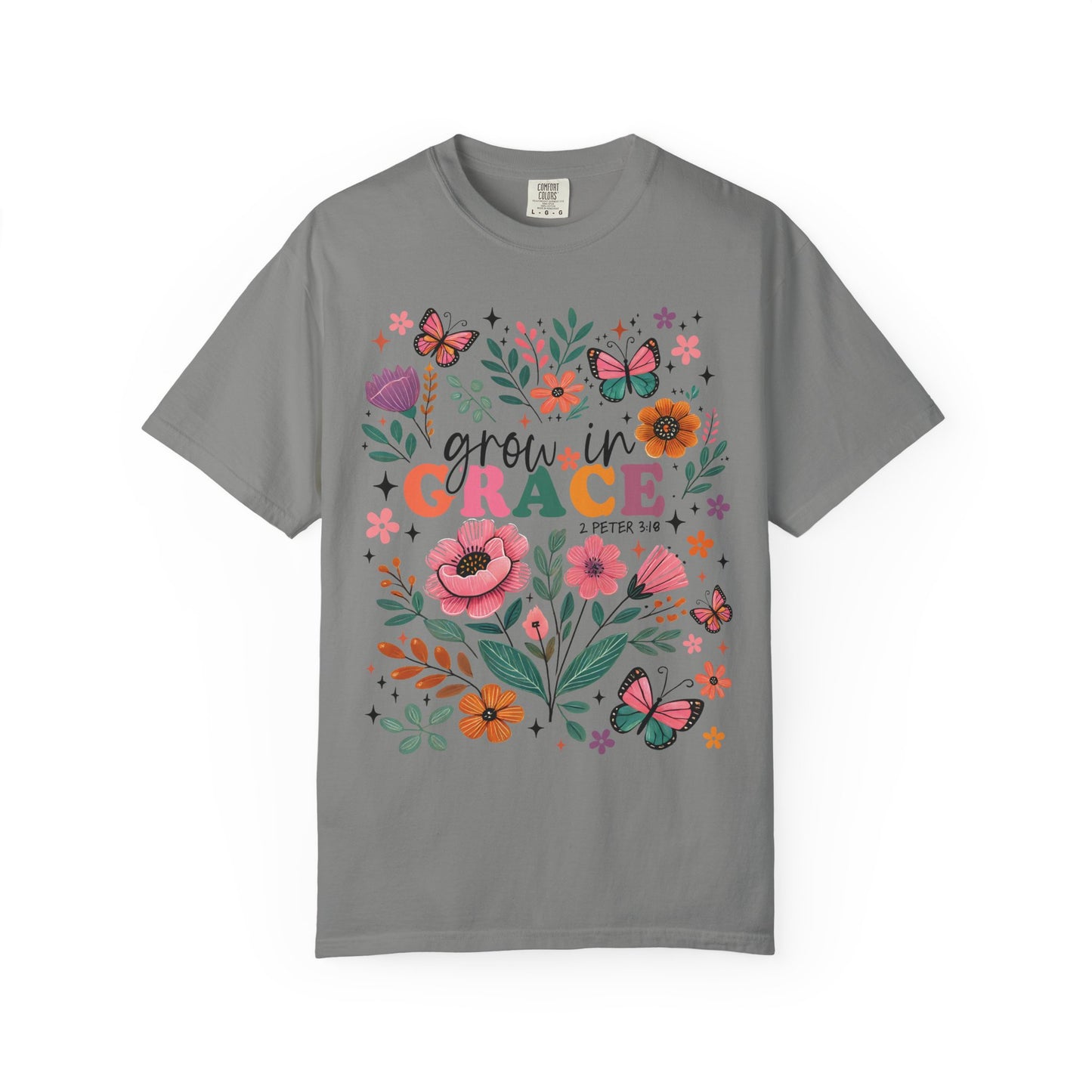 Grow in Grace Floral Christian T-Shirt