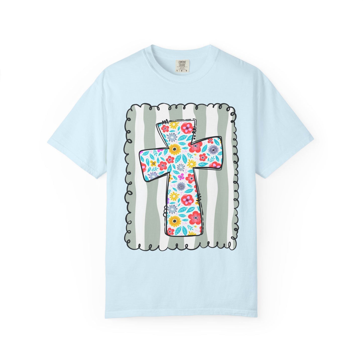 Floral Cross Christian T-Shirt | Faith Cross Comfort Colors Tee | Christian Floral Shirt | Inspirational Religious Gift