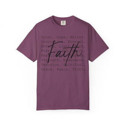 Faith Christian T-Shirt | Minimal Typography Faith Tee | Inspirational Scripture Shirt | Comfort Colors Garment-Dyed Tee