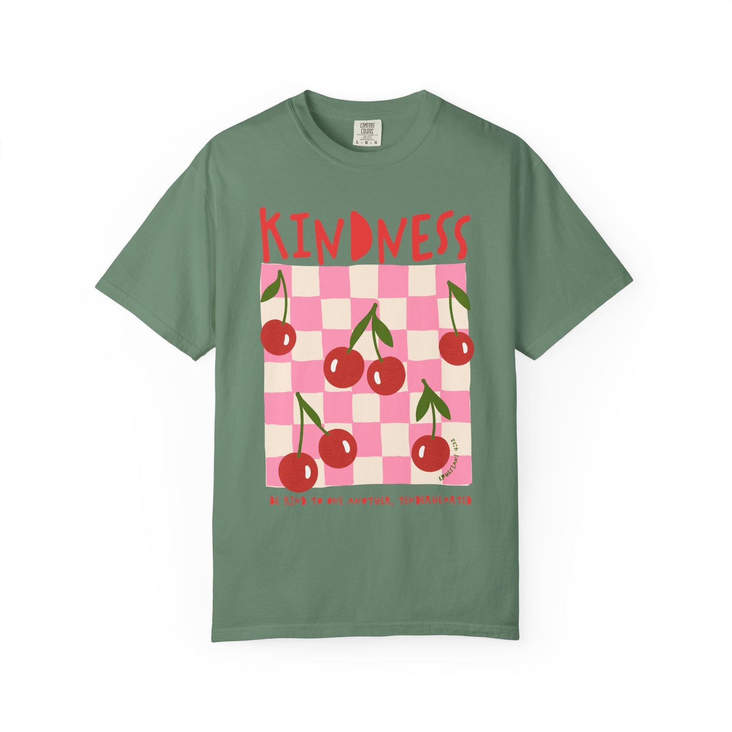 Kindness Christian Scripture T-Shirt | Ephesians 4:32 Cherry Faith Graphic Tee | Comfort Colors Garment-Dyed Shirt