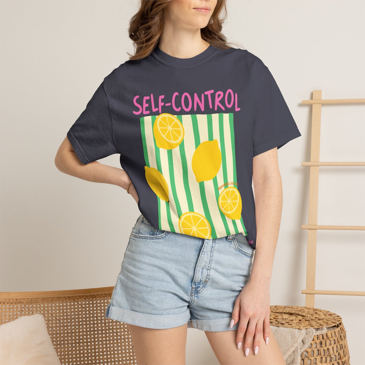 Self-Control Christian Scripture T-Shirt | Proverbs 25:28 Lemon Faith Graphic Tee | Comfort Colors Garment-Dyed Shirt