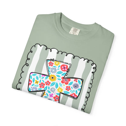Floral Cross Christian T-Shirt | Faith Cross Comfort Colors Tee | Christian Floral Shirt | Inspirational Religious Gift