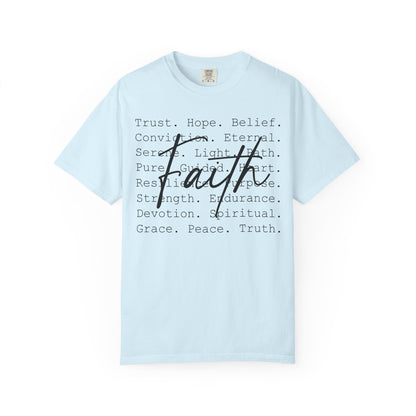 Faith Christian T-Shirt | Minimal Typography Faith Tee | Inspirational Scripture Shirt | Comfort Colors Garment-Dyed Tee
