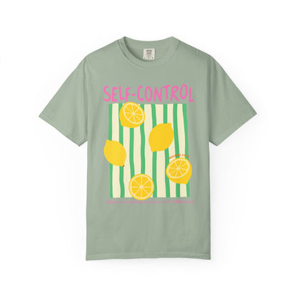 Self-Control Christian Scripture T-Shirt | Proverbs 25:28 Lemon Faith Graphic Tee | Comfort Colors Garment-Dyed Shirt