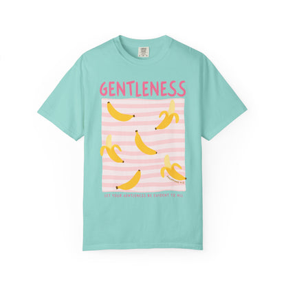 Gentleness Christian Scripture T-Shirt | Philippians 4:5 Banana Faith Graphic Tee | Comfort Colors Garment-Dyed Shirt