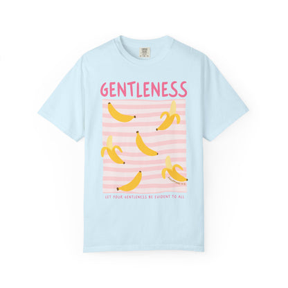 Gentleness Christian Scripture T-Shirt | Philippians 4:5 Banana Faith Graphic Tee | Comfort Colors Garment-Dyed Shirt