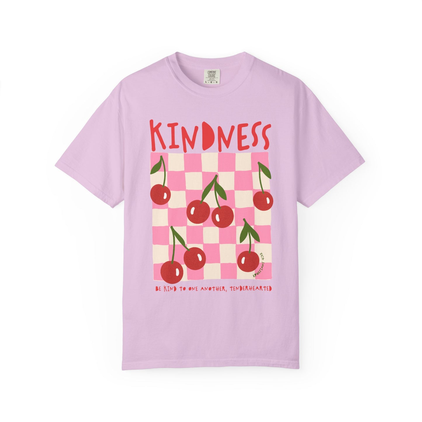 Kindness Christian Scripture T-Shirt | Ephesians 4:32 Cherry Faith Graphic Tee | Comfort Colors Garment-Dyed Shirt