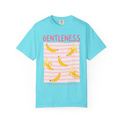 Gentleness Christian Scripture T-Shirt | Philippians 4:5 Banana Faith Graphic Tee | Comfort Colors Garment-Dyed Shirt