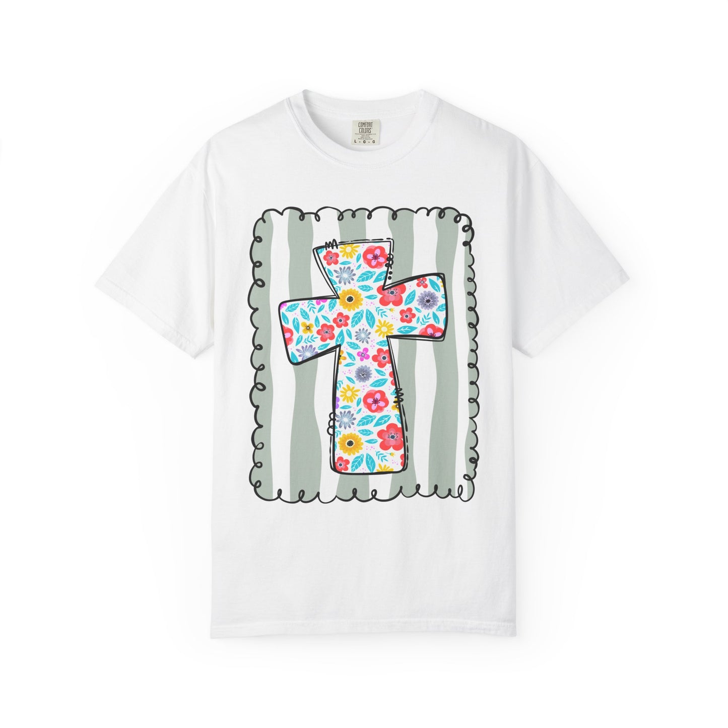 Floral Cross Christian T-Shirt | Faith Cross Comfort Colors Tee | Christian Floral Shirt | Inspirational Religious Gift