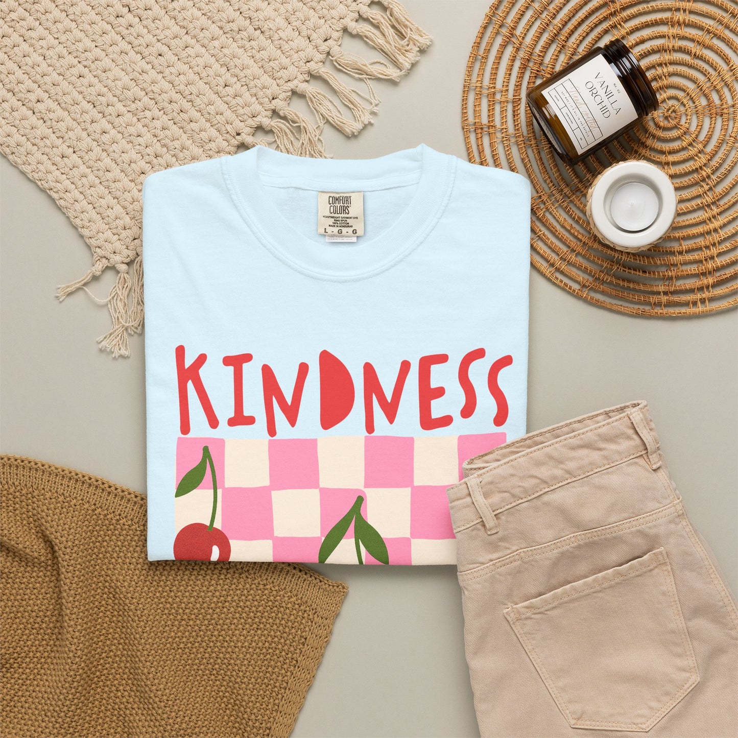 Kindness Christian Scripture T-Shirt | Ephesians 4:32 Cherry Faith Graphic Tee | Comfort Colors Garment-Dyed Shirt