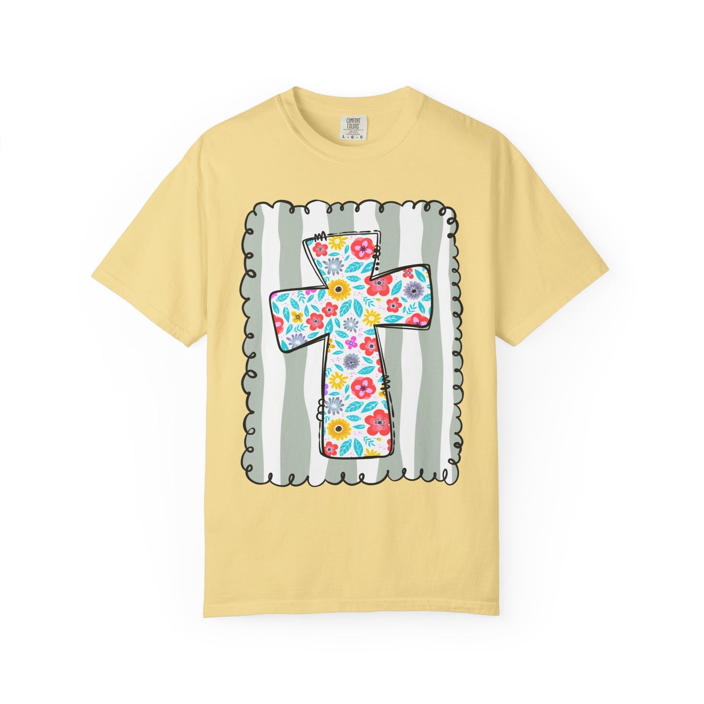 Floral Cross Christian T-Shirt | Faith Cross Comfort Colors Tee | Christian Floral Shirt | Inspirational Religious Gift
