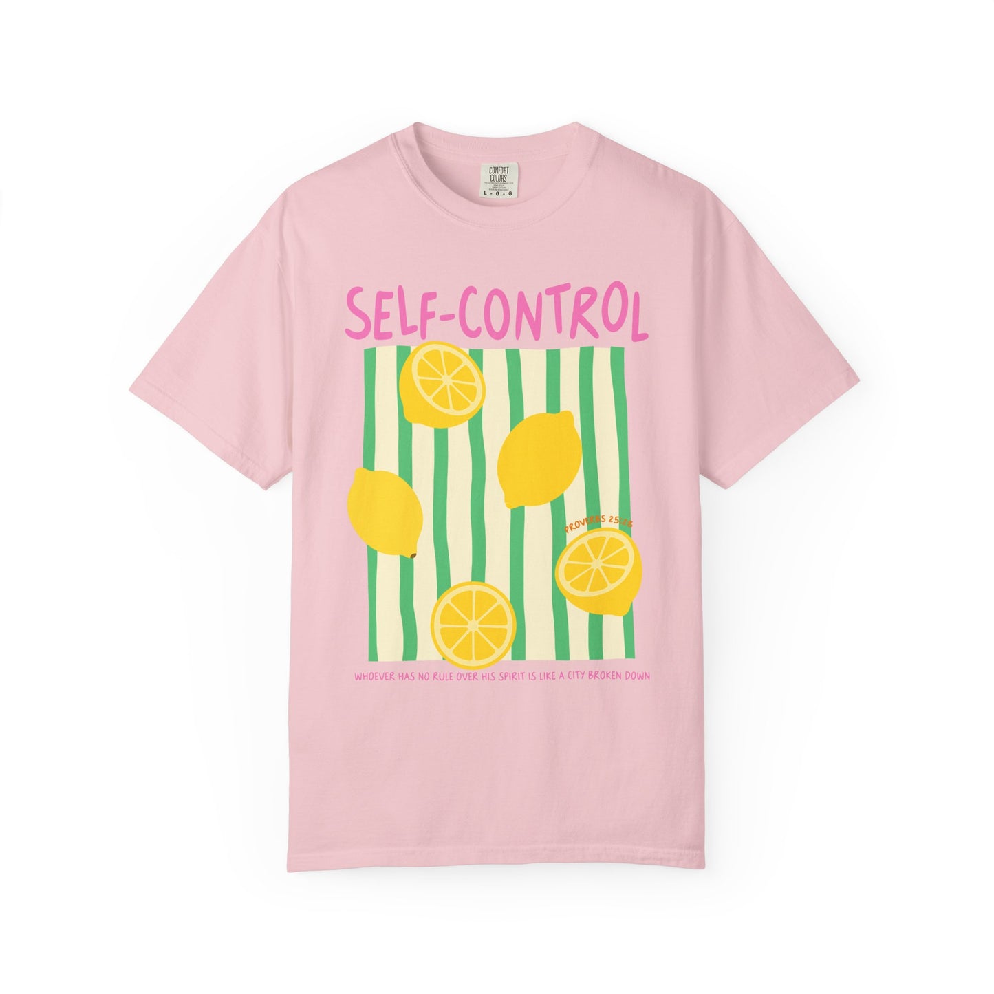 Self-Control Christian Scripture T-Shirt | Proverbs 25:28 Lemon Faith Graphic Tee | Comfort Colors Garment-Dyed Shirt