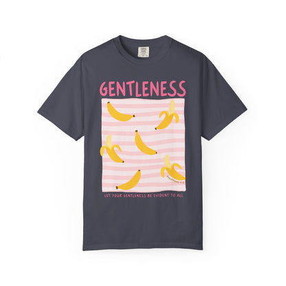 Gentleness Christian Scripture T-Shirt | Philippians 4:5 Banana Faith Graphic Tee | Comfort Colors Garment-Dyed Shirt