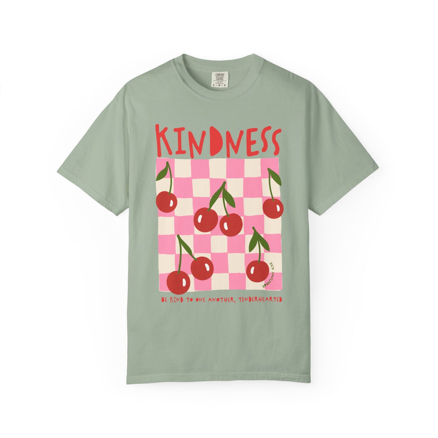 Kindness Christian Scripture T-Shirt | Ephesians 4:32 Cherry Faith Graphic Tee | Comfort Colors Garment-Dyed Shirt