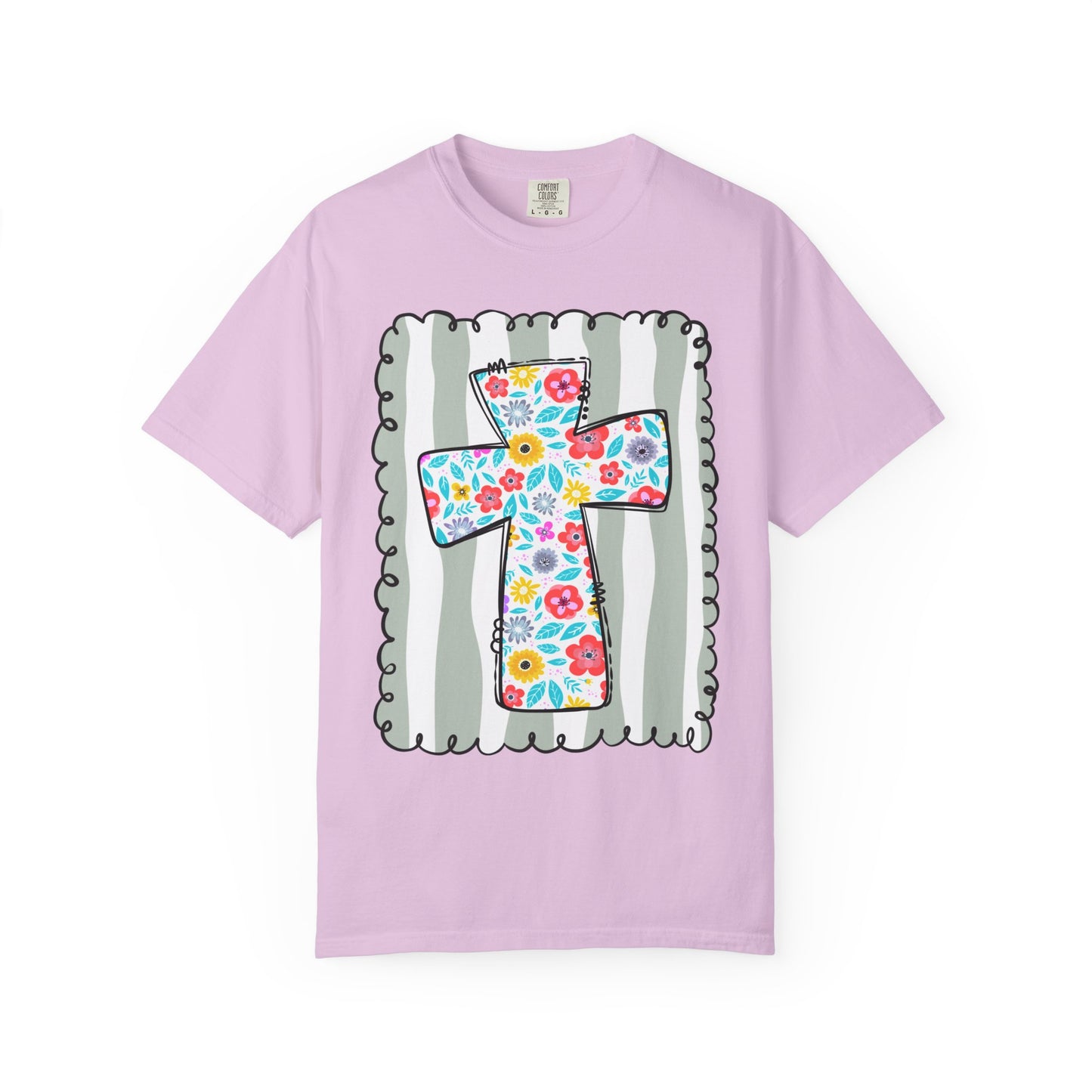 Floral Cross Christian T-Shirt | Faith Cross Comfort Colors Tee | Christian Floral Shirt | Inspirational Religious Gift