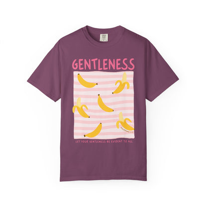 Gentleness Christian Scripture T-Shirt | Philippians 4:5 Banana Faith Graphic Tee | Comfort Colors Garment-Dyed Shirt