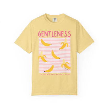 Gentleness Christian Scripture T-Shirt | Philippians 4:5 Banana Faith Graphic Tee | Comfort Colors Garment-Dyed Shirt