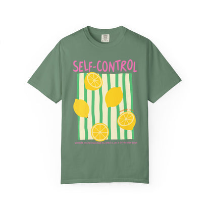 Self-Control Christian Scripture T-Shirt | Proverbs 25:28 Lemon Faith Graphic Tee | Comfort Colors Garment-Dyed Shirt