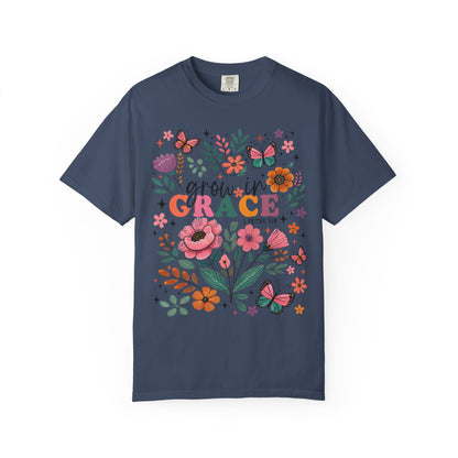 Grow in Grace Floral Christian T-Shirt