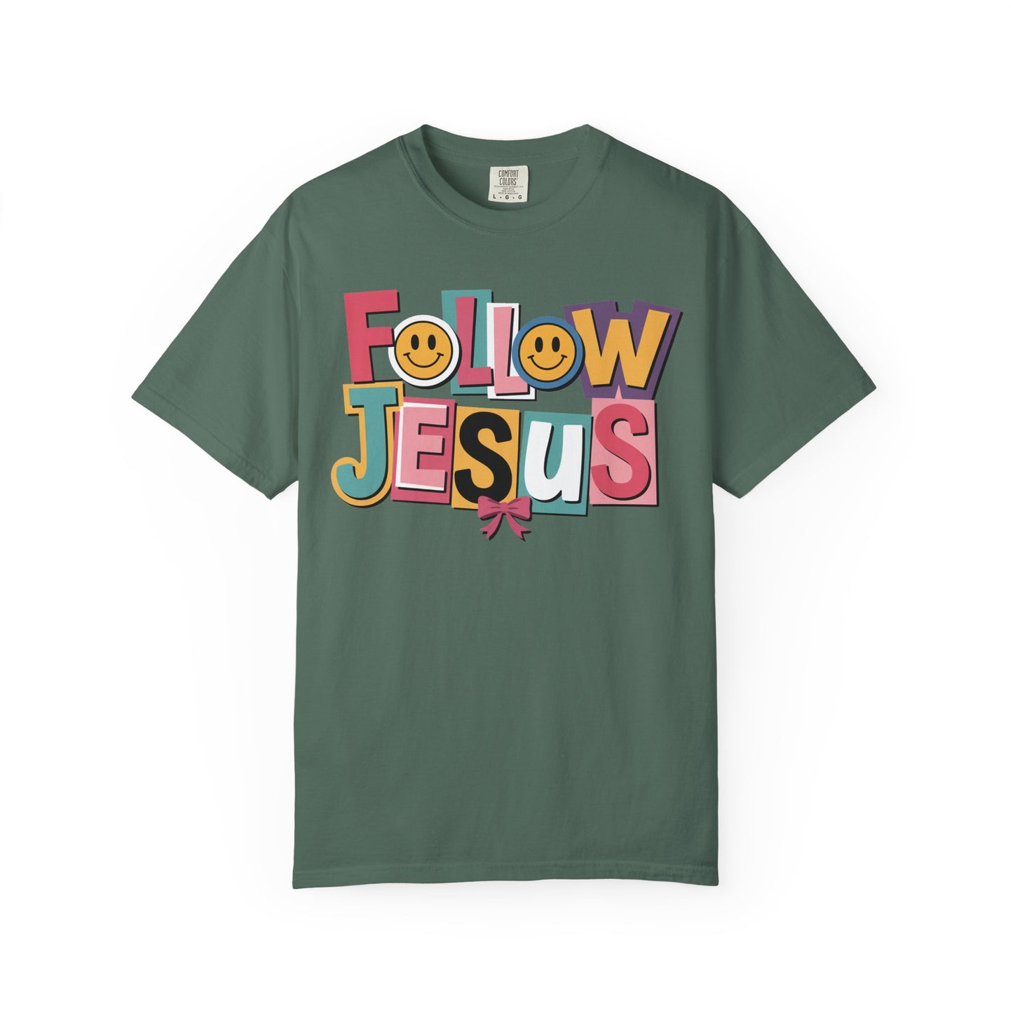 Follow Jesus Christian T-Shirt | Colorful Faith Tee | Inspirational Christian Shirt | Comfort Colors Garment-Dyed Tee