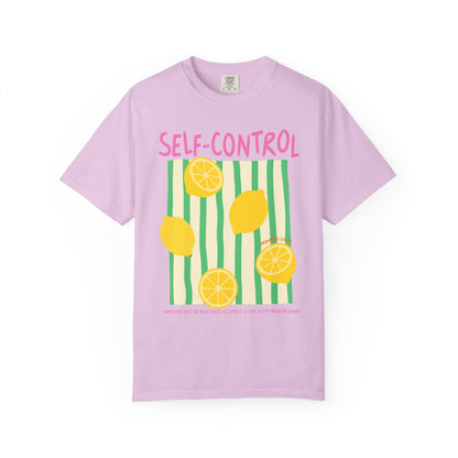Self-Control Christian Scripture T-Shirt | Proverbs 25:28 Lemon Faith Graphic Tee | Comfort Colors Garment-Dyed Shirt