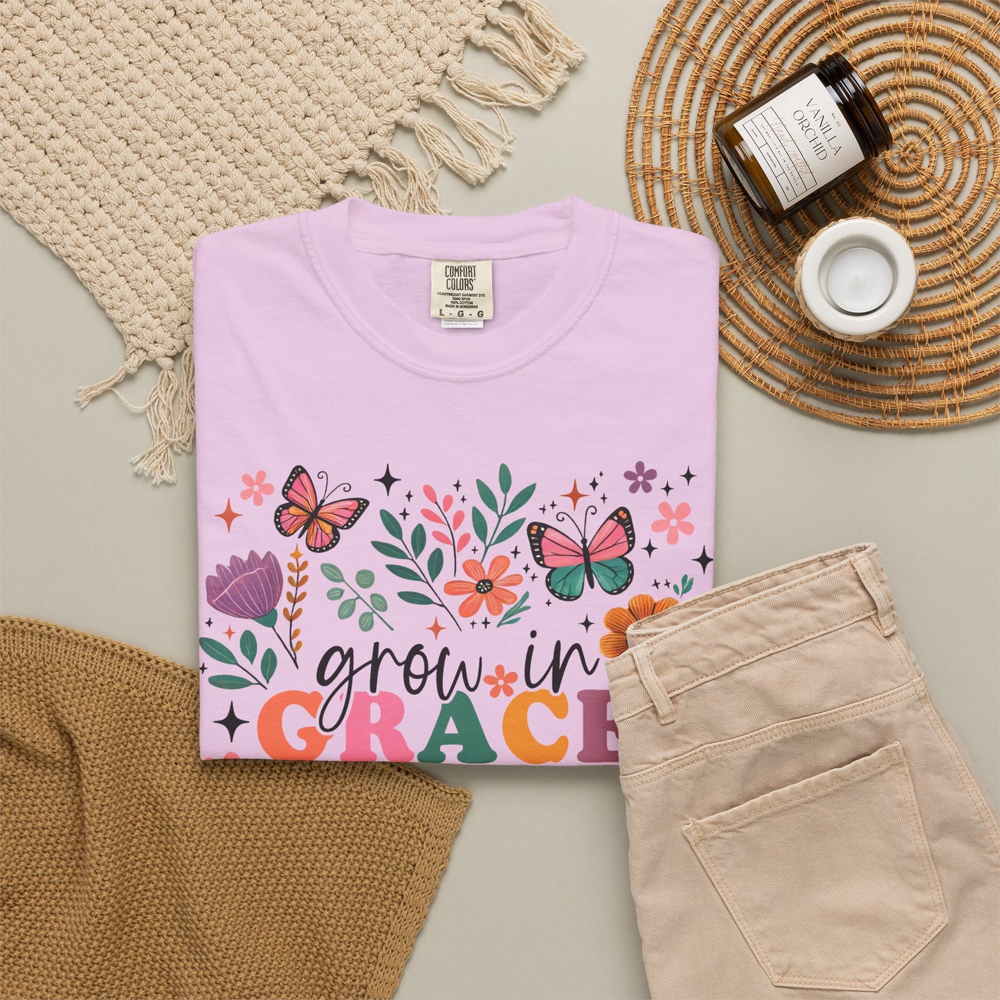 Grow in Grace Floral Christian T-Shirt