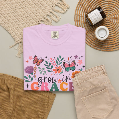 Grow in Grace Floral Christian T-Shirt