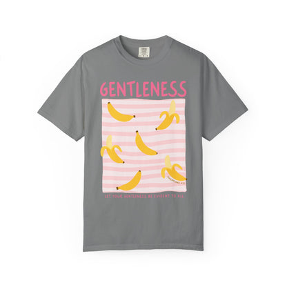 Gentleness Christian Scripture T-Shirt | Philippians 4:5 Banana Faith Graphic Tee | Comfort Colors Garment-Dyed Shirt