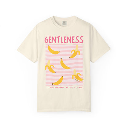 Gentleness Christian Scripture T-Shirt | Philippians 4:5 Banana Faith Graphic Tee | Comfort Colors Garment-Dyed Shirt