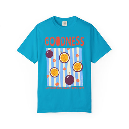 Goodness Christian Scripture T-Shirt | Galatians 6:9 Passion Fruit Faith Graphic Tee | Comfort Colors Garment-Dyed Shirt