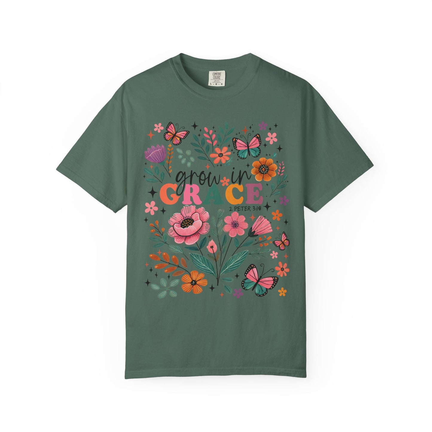 Grow in Grace Floral Christian T-Shirt