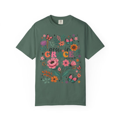 Grow in Grace Floral Christian T-Shirt