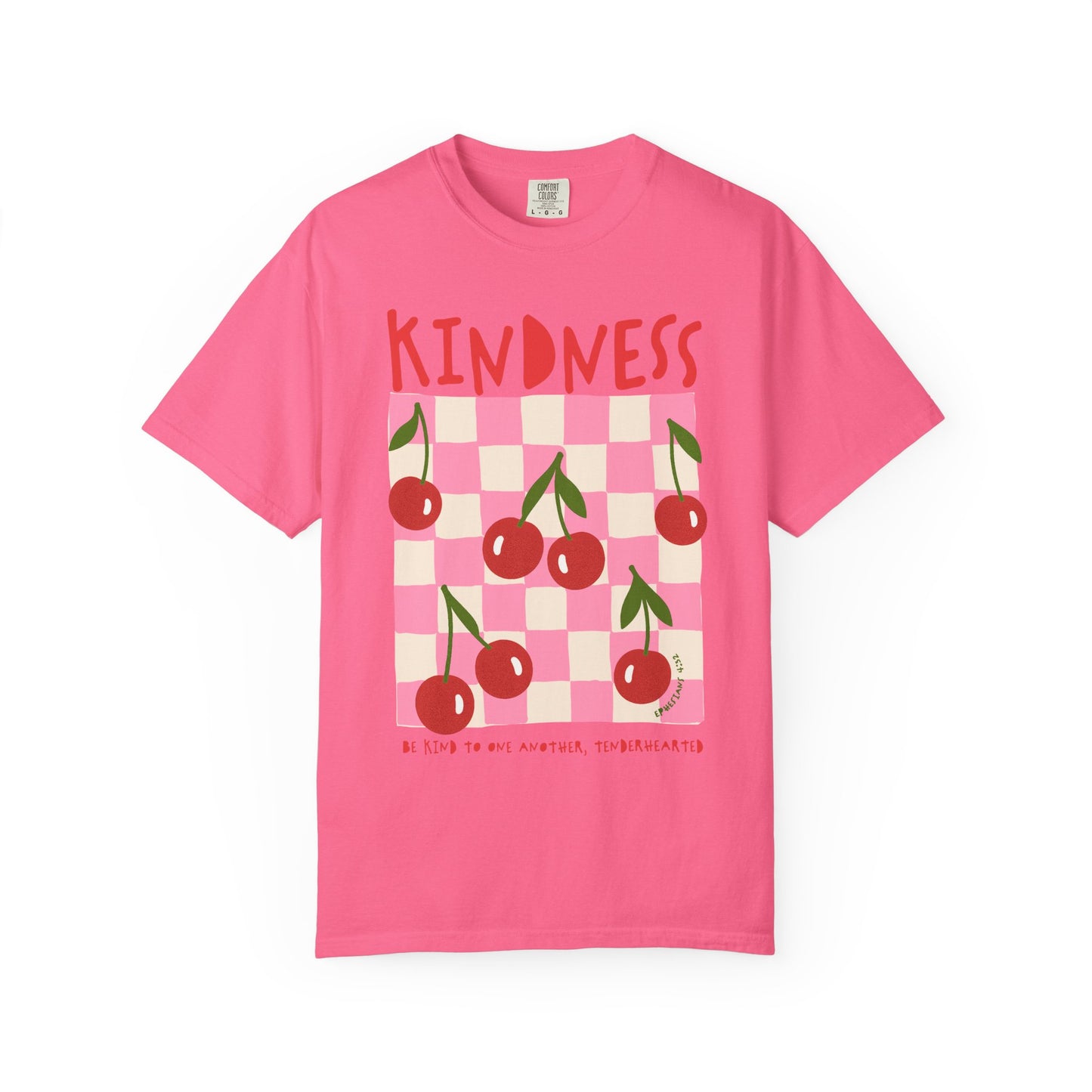 Kindness Christian Scripture T-Shirt | Ephesians 4:32 Cherry Faith Graphic Tee | Comfort Colors Garment-Dyed Shirt