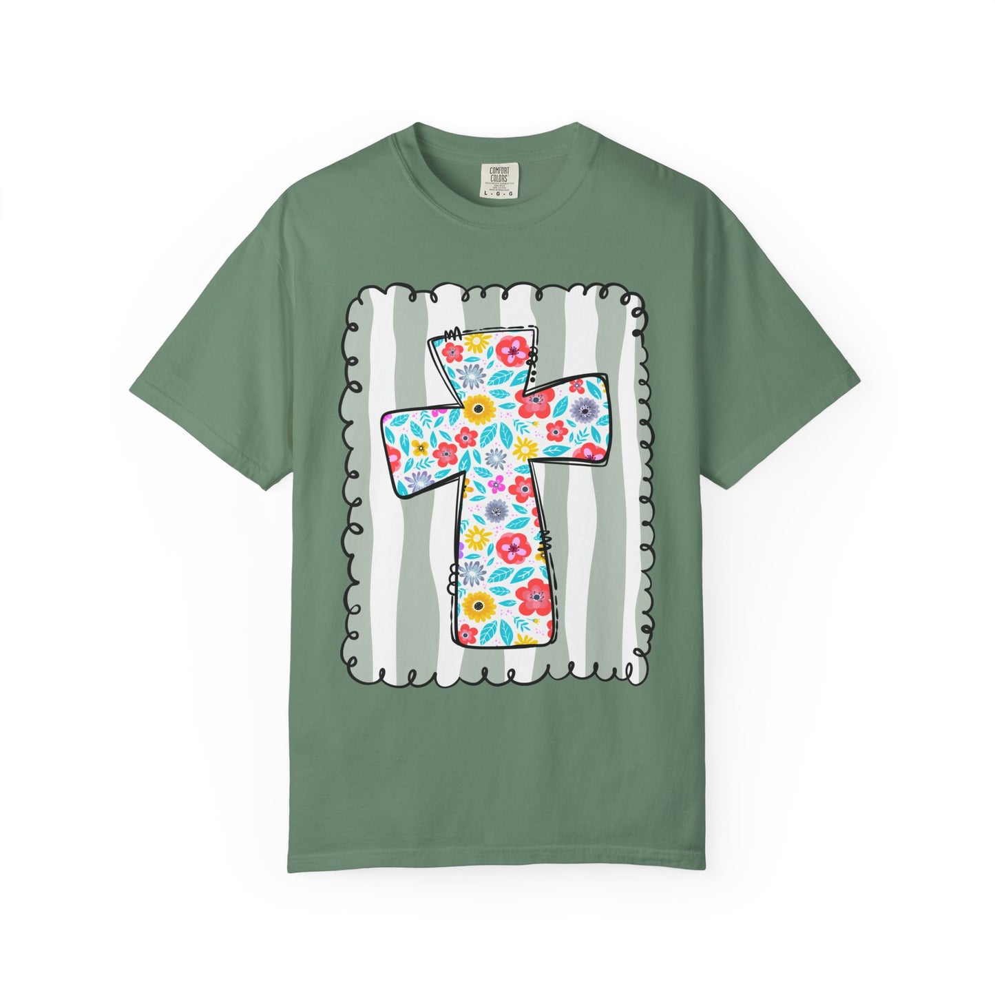 Floral Cross Christian T-Shirt | Faith Cross Comfort Colors Tee | Christian Floral Shirt | Inspirational Religious Gift