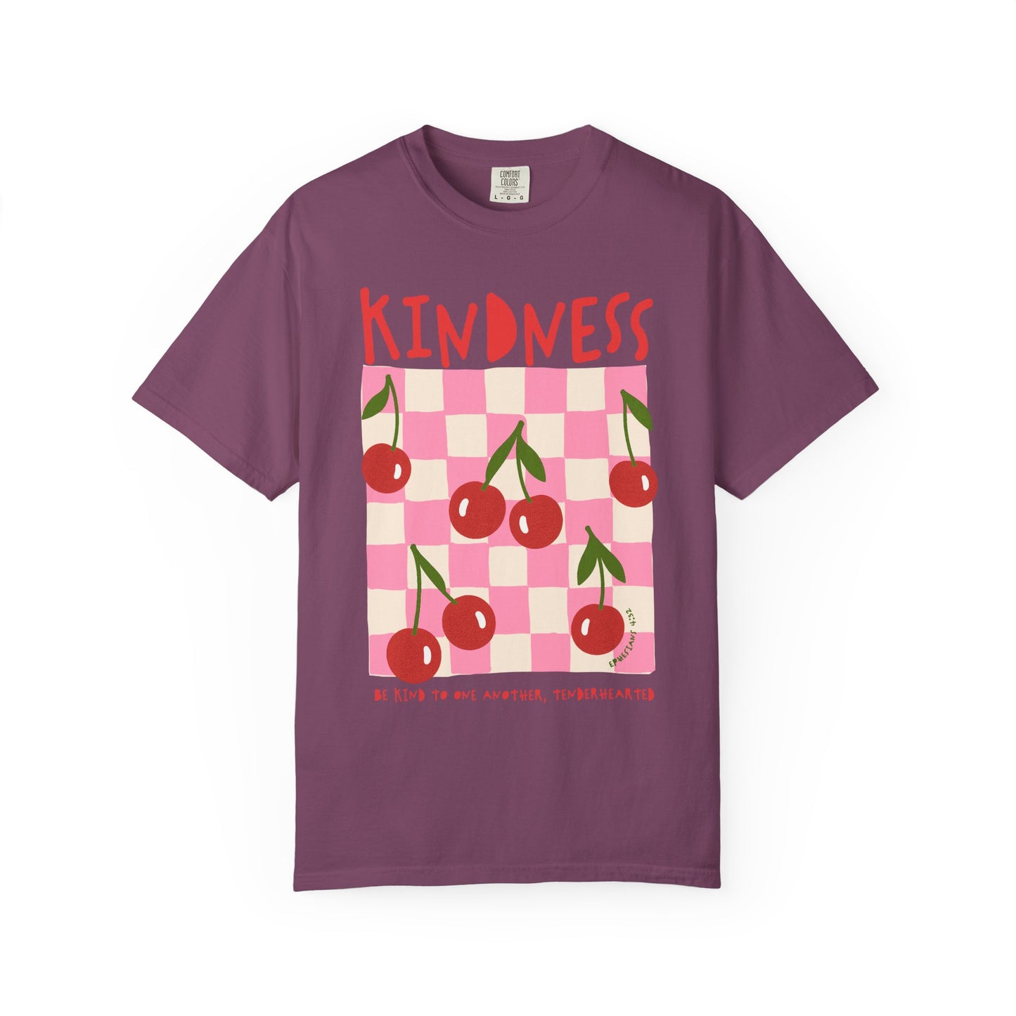 Kindness Christian Scripture T-Shirt | Ephesians 4:32 Cherry Faith Graphic Tee | Comfort Colors Garment-Dyed Shirt