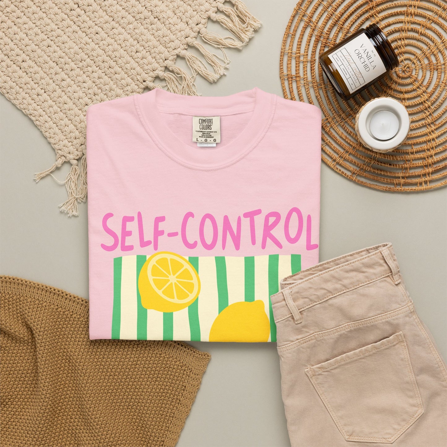 Self-Control Christian Scripture T-Shirt | Proverbs 25:28 Lemon Faith Graphic Tee | Comfort Colors Garment-Dyed Shirt
