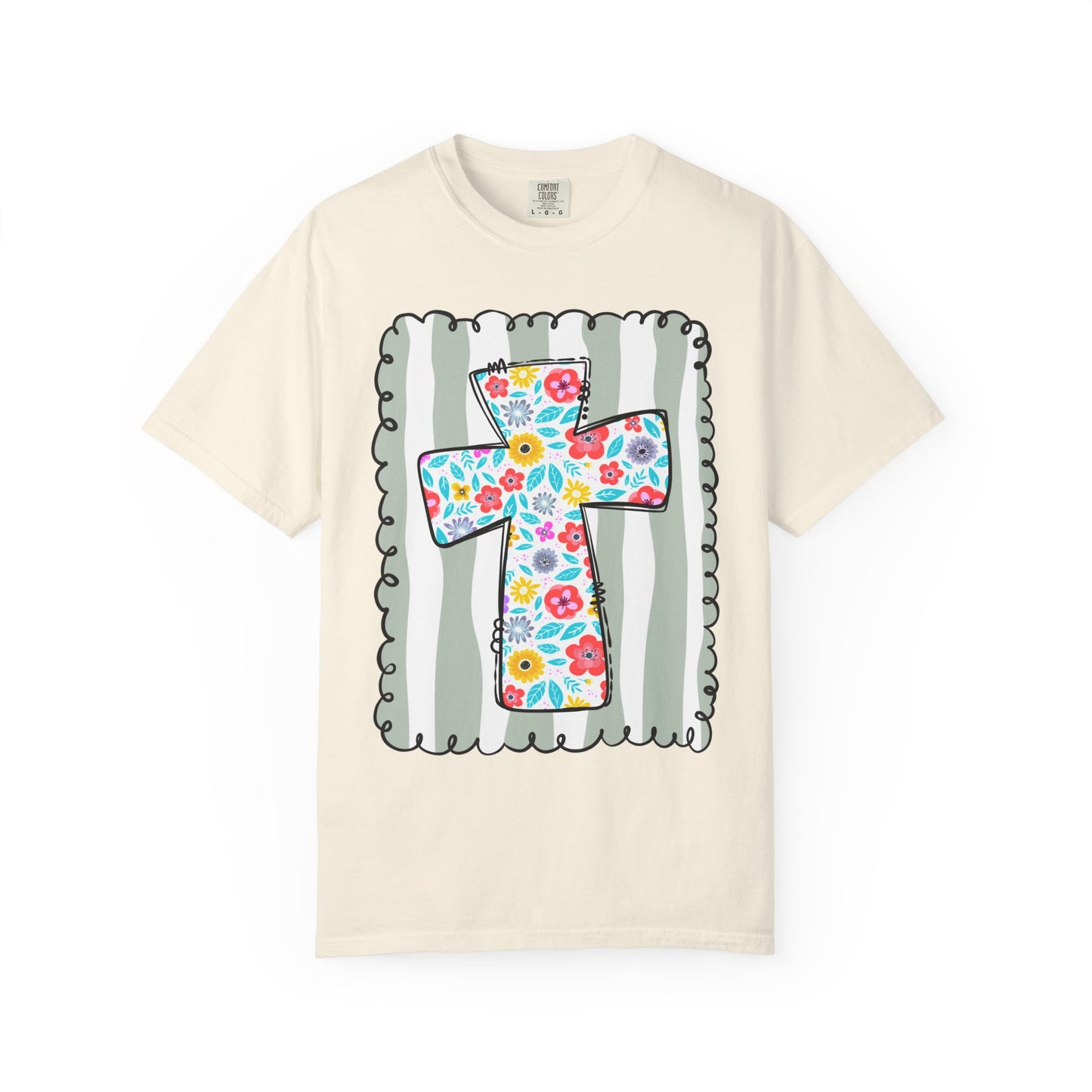 Floral Cross Christian T-Shirt | Faith Cross Comfort Colors Tee | Christian Floral Shirt | Inspirational Religious Gift