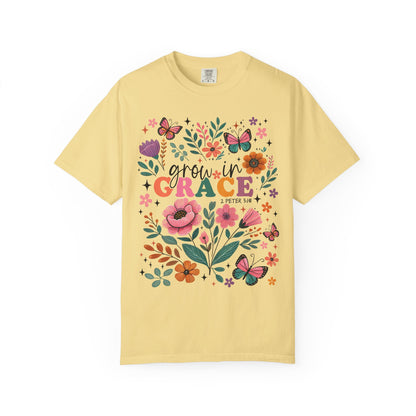 Grow in Grace Floral Christian T-Shirt
