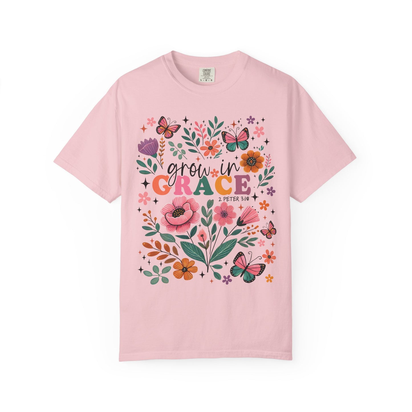 Grow in Grace Floral Christian T-Shirt
