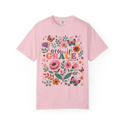 Grow in Grace Floral Christian T-Shirt