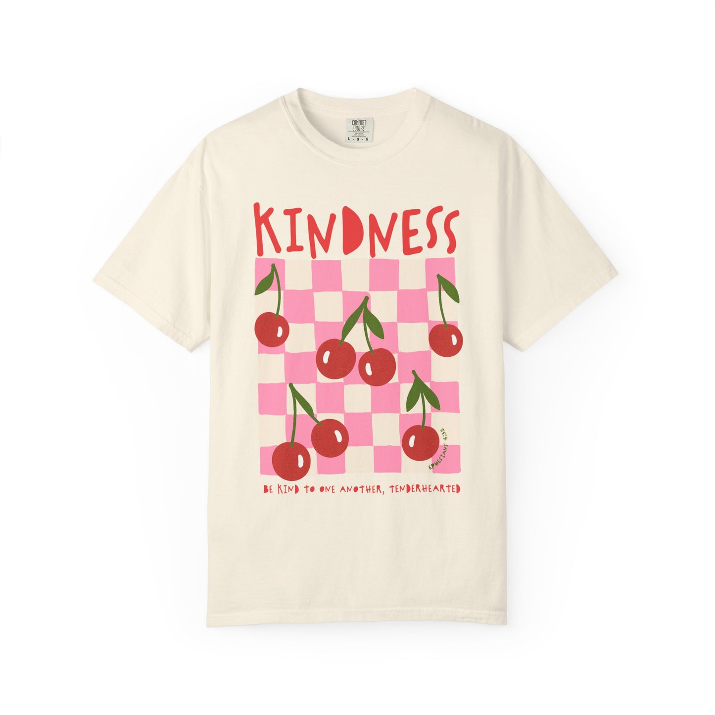Kindness Christian Scripture T-Shirt | Ephesians 4:32 Cherry Faith Graphic Tee | Comfort Colors Garment-Dyed Shirt