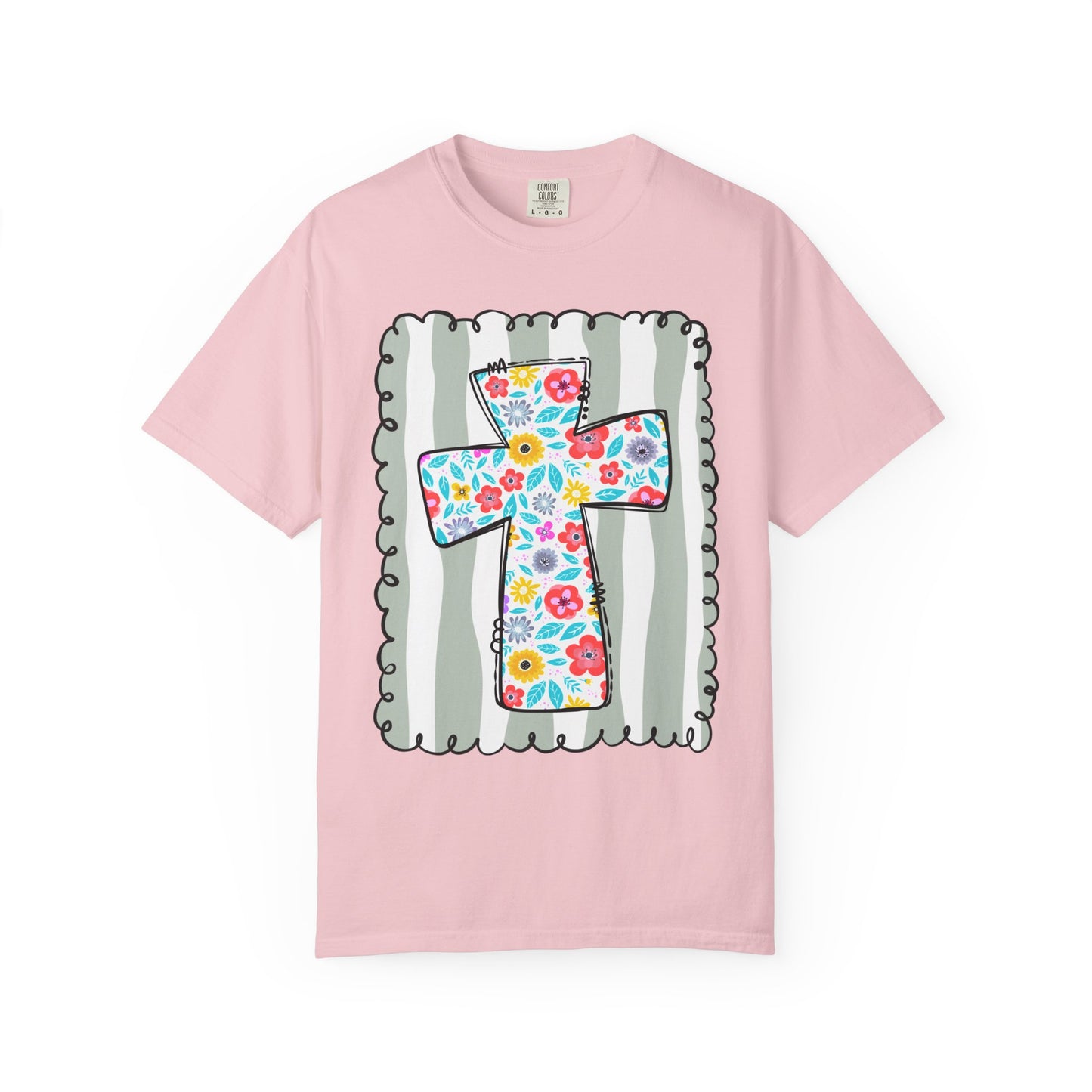 Floral Cross Christian T-Shirt | Faith Cross Comfort Colors Tee | Christian Floral Shirt | Inspirational Religious Gift