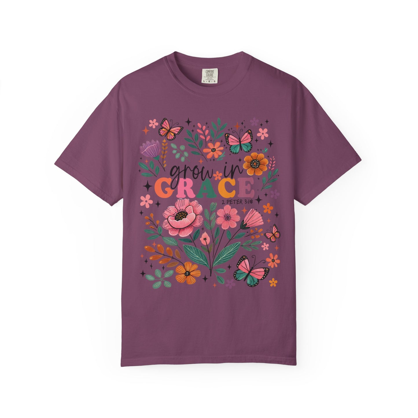 Grow in Grace Floral Christian T-Shirt