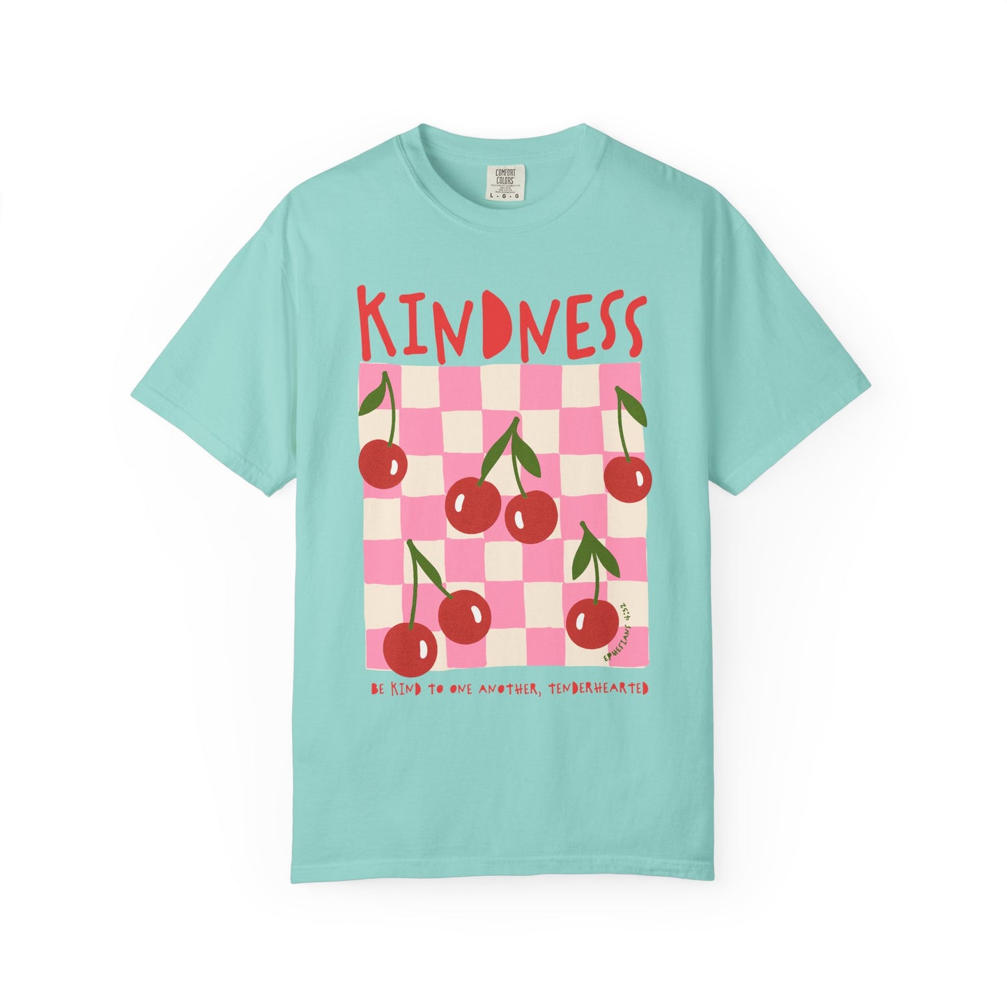Kindness Christian Scripture T-Shirt | Ephesians 4:32 Cherry Faith Graphic Tee | Comfort Colors Garment-Dyed Shirt