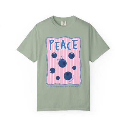 Peace Christian Scripture T-Shirt | Colossians 3:15 Blueberry Faith Graphic Tee | Comfort Colors Garment-Dyed Shirt